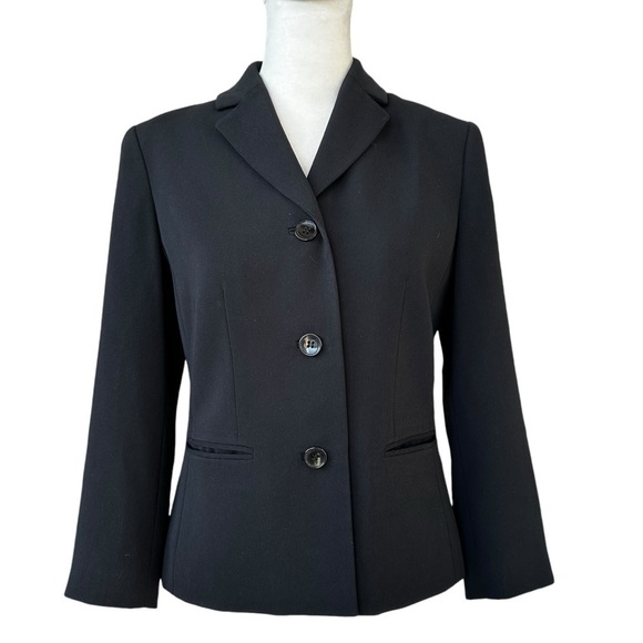 NEW CHARTER CLUB Classic Three Button Blazer 3/4 Length Sleeves in Black Size 2 - Picture 1 of 4